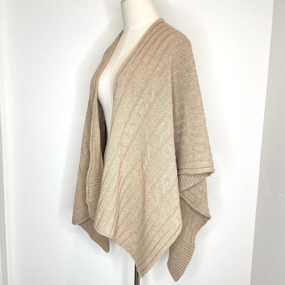 Inverni Italy Knited Poncho Shawl Sweater Womens One Size Tan - Picture 1 of 7